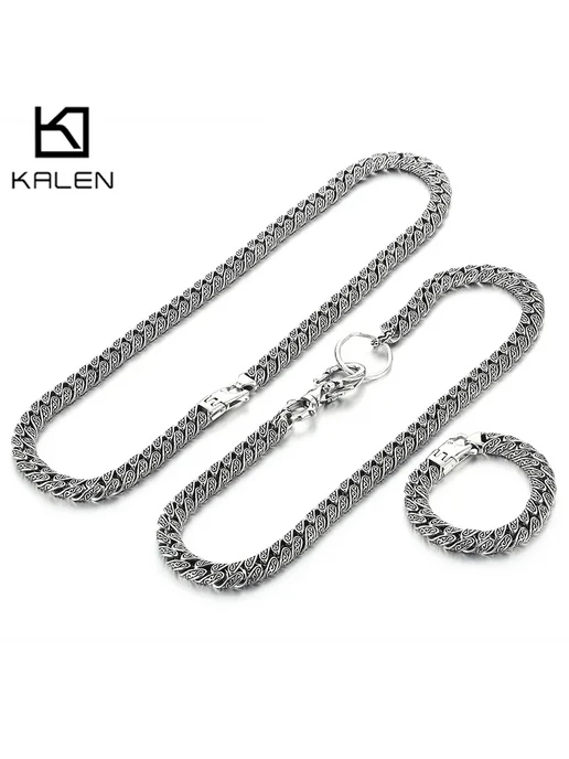 KALEN Цепочка из нержавеющей стали 12 мм для мужчин Necklace, серый, фото 2