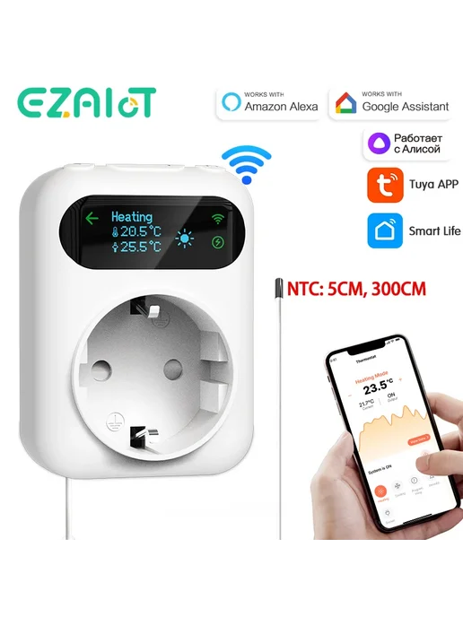 EZAIOT Wi-Fi умная розетка с термостатом и таймером, вариант, фото 2
