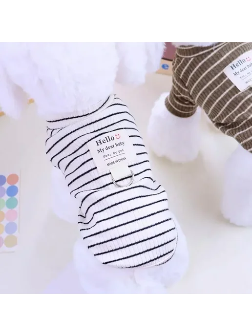 DOGGYZSTYLE Полосатая футболка из хлопка для собак, желтый, фото 3