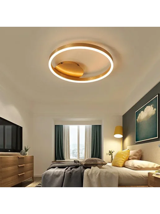 MAVELAI Круглая LED люстра золотисто-коричневая, Warm white, белый, фото 6