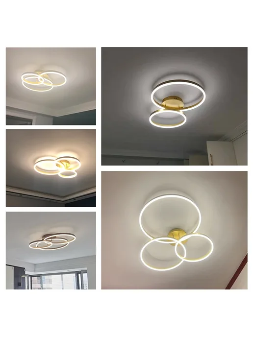 MAVELAI Золотистая LED люстра 56W, 78x50x12cm, 2rings 40 50cm, 56 Вт, фото 7