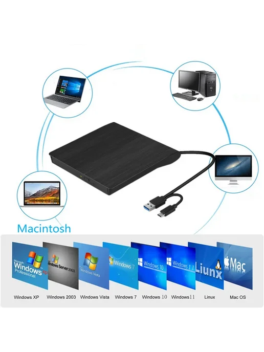 HTDTMTI Внешний DVD-RW привод USB 3.0 черный, черный, фото 3
