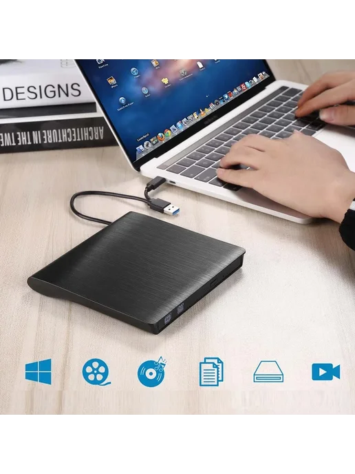 HTDTMTI Внешний DVD-RW привод USB 3.0 черный, черный, фото 4