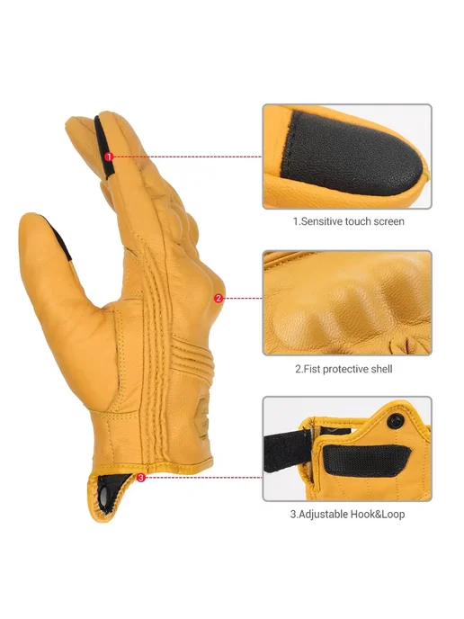 HEROBIKER Мотоциклетные кожаные перчатки с отверстием, мужские перчатк, красный, фото 5