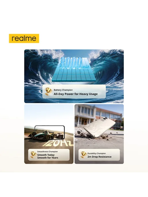 Смартфон realme C100x 4/128 ГБ, желтый, фото 3