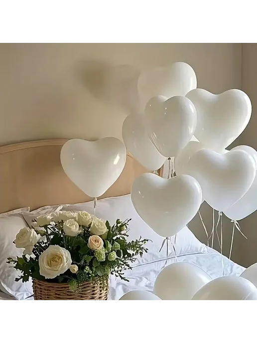 Gracbgreens Белые шары сердца 10 шт, Цвет ONE, 10 шт, фото 7