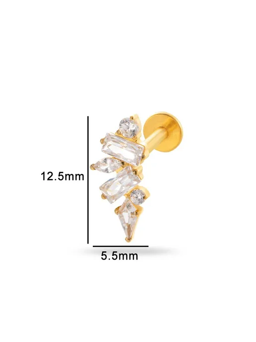 Нет бренда Титановые серьги-гвоздики CZ NO 8 Silver 16G 1.2x8mm, 16 г, фото 7