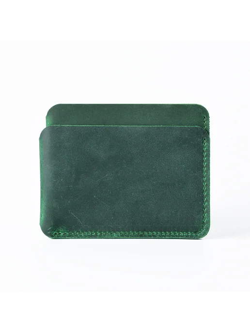 AIGUONIU Винтажный тонкий кожаный кошелек green, зеленый
