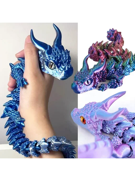 Нет бренда Дракон красный и черный, 3D модель, черный, фото 2