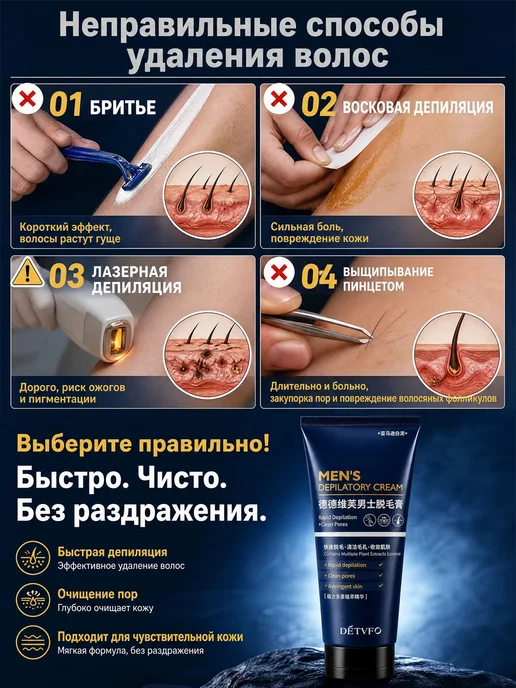 SOMOIS Крем для эпиляции для мужчин, безболезненная эпиляция всего…, вариант, фото 3