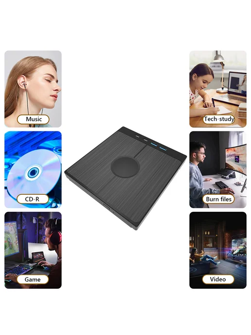 USB 3.0 внешний читатель для CD DVD с 2 портами USB Type-C, вариант, фото 4