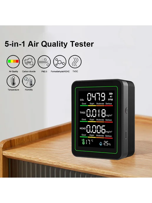 Многофункц. датчик AQ CO2 TVOC HCHO T&H для квартиры, вариант, фото 6