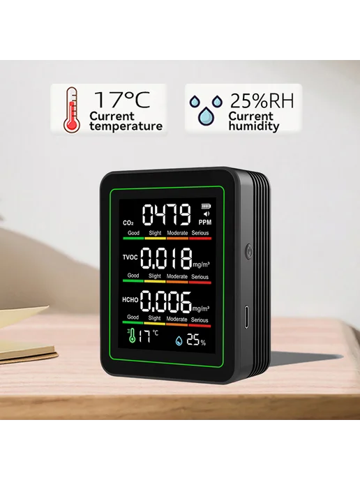 Многофункц. датчик AQ CO2 TVOC HCHO T&H для квартиры, вариант, фото 7