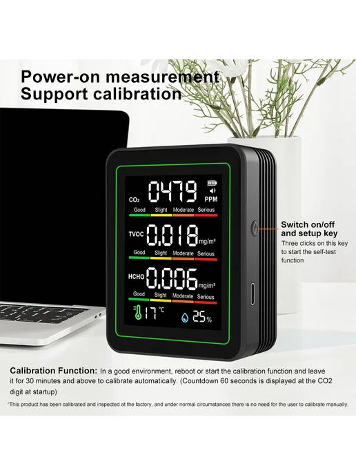 Многофункц. датчик AQ CO2 TVOC HCHO T&H для квартиры, вариант, фото 8