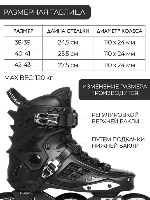 RideUP Ролики для взрослых трехколесные, черный, фото 5