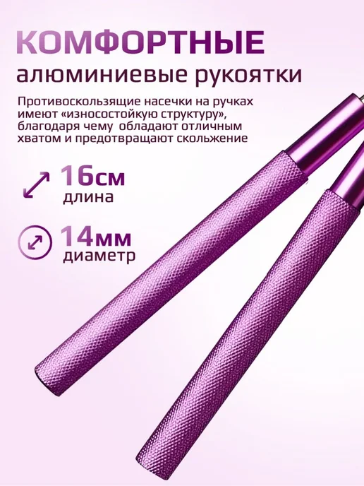 Скакалка скоростная AnGoal скакалка для фитнеса, гимнастики, фиолетовый, фото 4