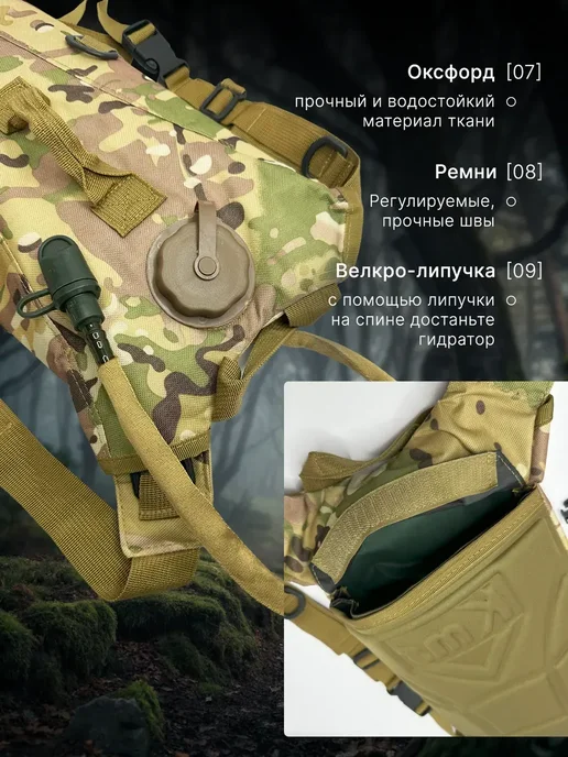 Рюкзак гидратор 3L питьевая система тактическая, 3 л, фото 4