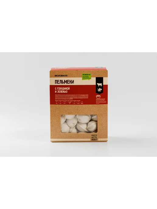 ВкусВилл Пельмени с говядиной и зеленью(Продукт замороженный), зеленый