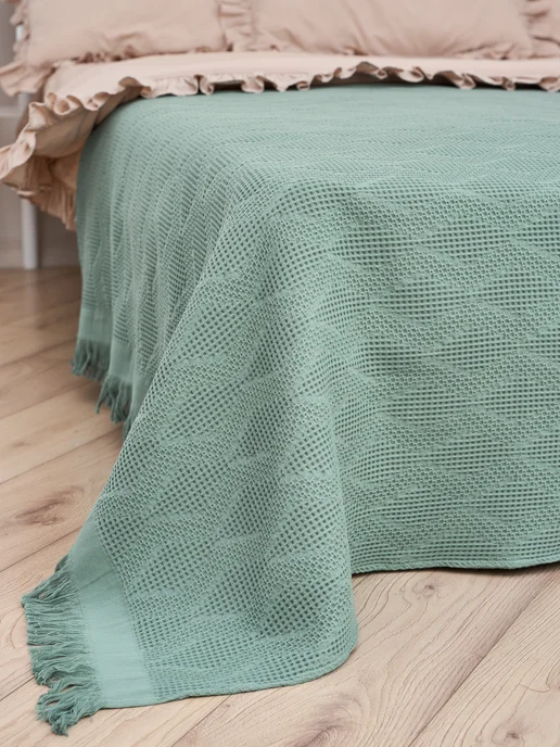 AISHA HOME TEXTILE Покрывало вафельное,100% хлопок,220*240 см, 220x240 см, фото 4