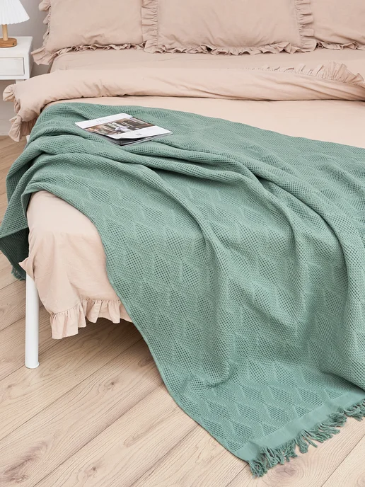 AISHA HOME TEXTILE Покрывало вафельное,100% хлопок,220*240 см, 220x240 см, фото 5