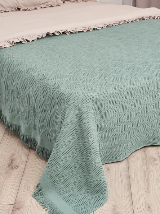AISHA HOME TEXTILE Покрывало вафельное,100% хлопок,220*240 см, 220x240 см, фото 7