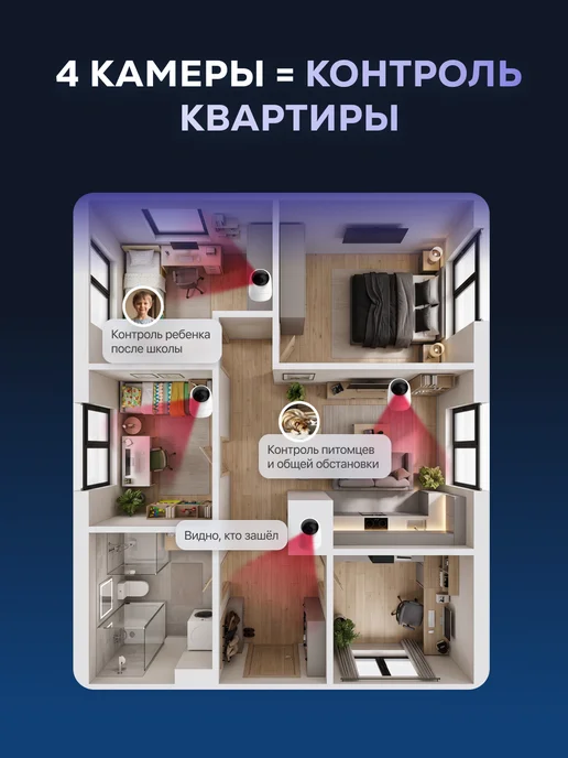 ivideon Комплект видеонаблюдения Wi-Fi на 4 камеры Star, белый, фото 2