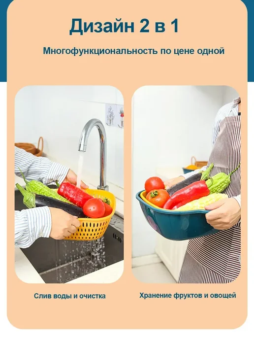 Друшляк для кухни, синий, фото 3