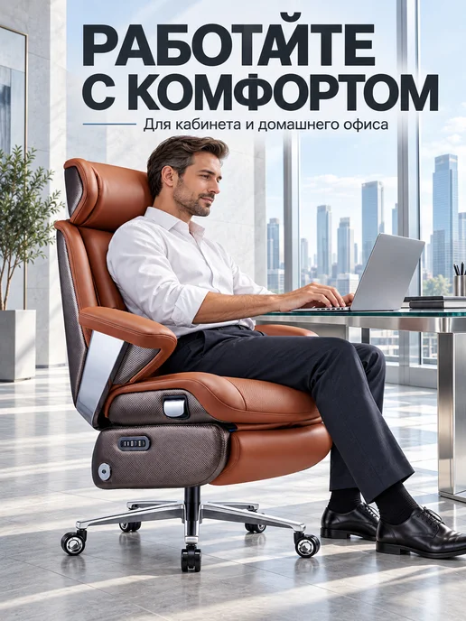 KUGOO Кресло руководителя с функцией массажа, оранжевый