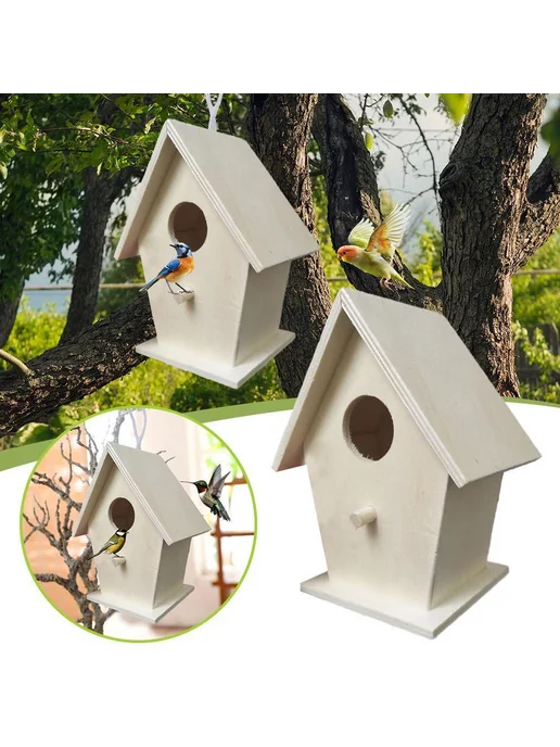 Домик для птиц деревянный, набор для сборки DIY, для сада, белый, фото 4