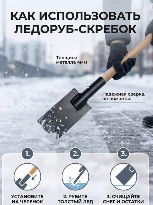 ZH&L Ледоруб скребок без черенка, вариант, фото 3