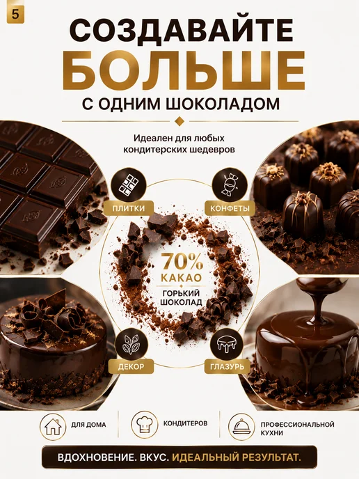 Шоколад "Горький" 90% 1 кг, 1 кг, фото 5