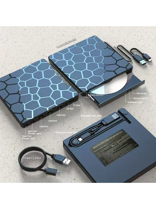 FGHGF AA08-USB 3.0 Внешний проигрыватель компакт-дисков DVD 8 в 1, вариант, фото 3