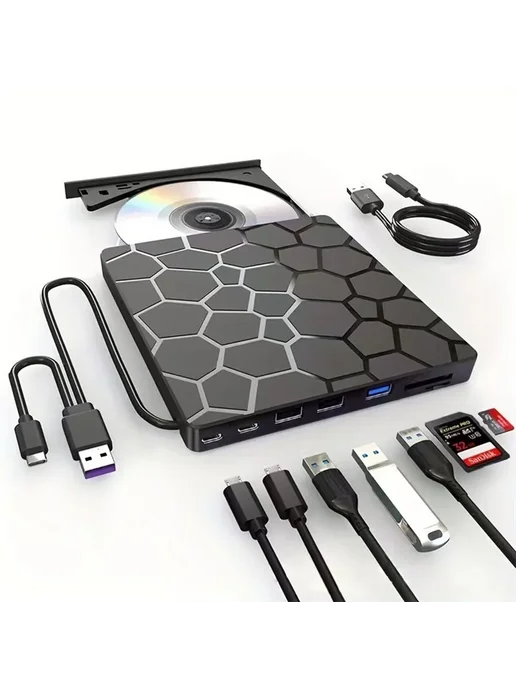 FGHGF AA08-USB 3.0 Внешний проигрыватель компакт-дисков DVD 8 в 1, вариант, фото 4