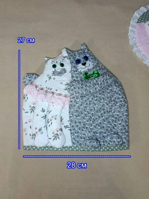 Грелка для чайника. Кот и кошечка, серый, фото 7